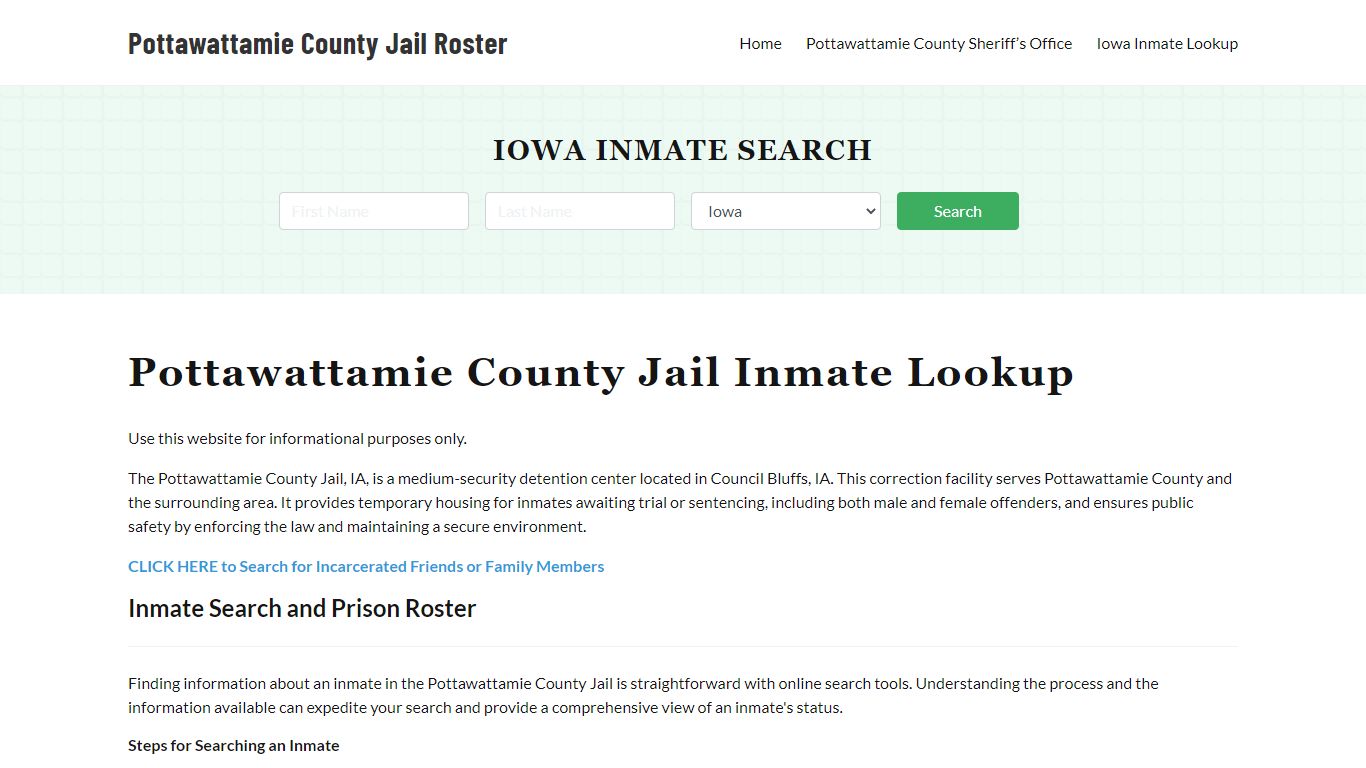 Pottawattamie County Jail Roster Lookup, IA, Inmate Search